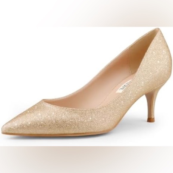 JOY IN LOVE | Low Pointy Toe Kitten Heel in Gold size 9.5 - Picture 1 of 8